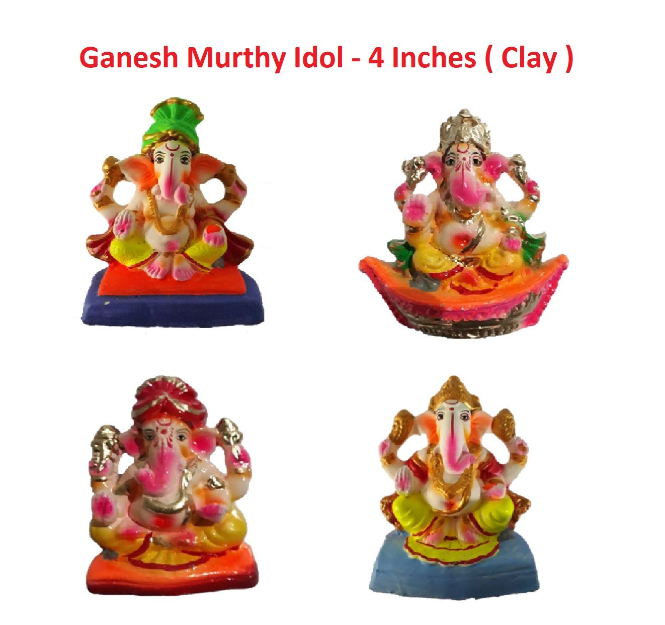 Ganesh Idol - 4 Inches (Clay)